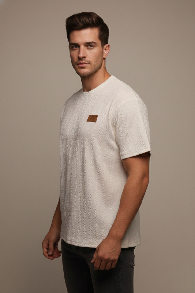 TEXTURED CHEVRON STITCH T-SHIRT