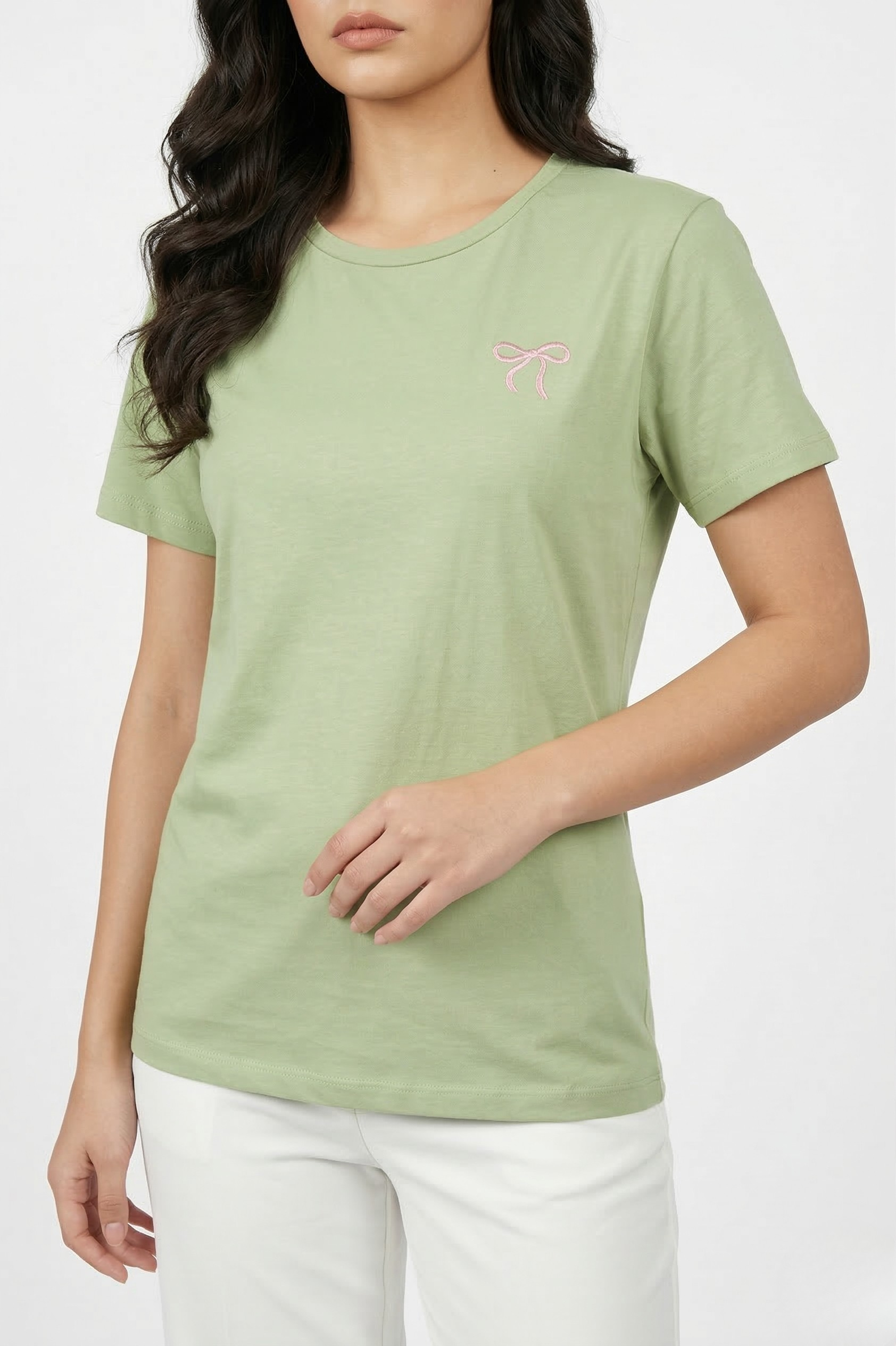 CLASSIC FIT BOW  DETAIL TEE
