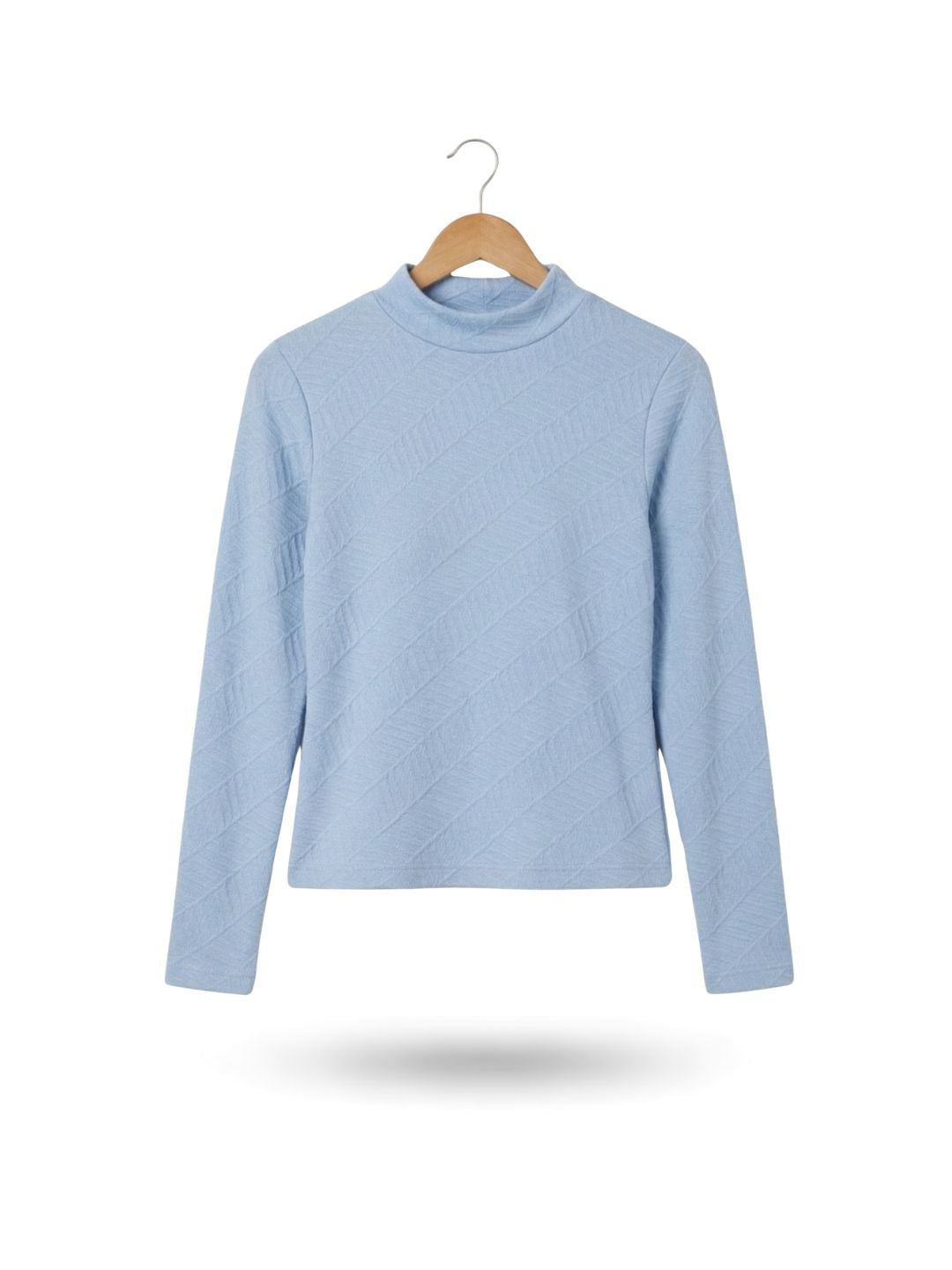 TEXTURED MOCK-NECK TOP